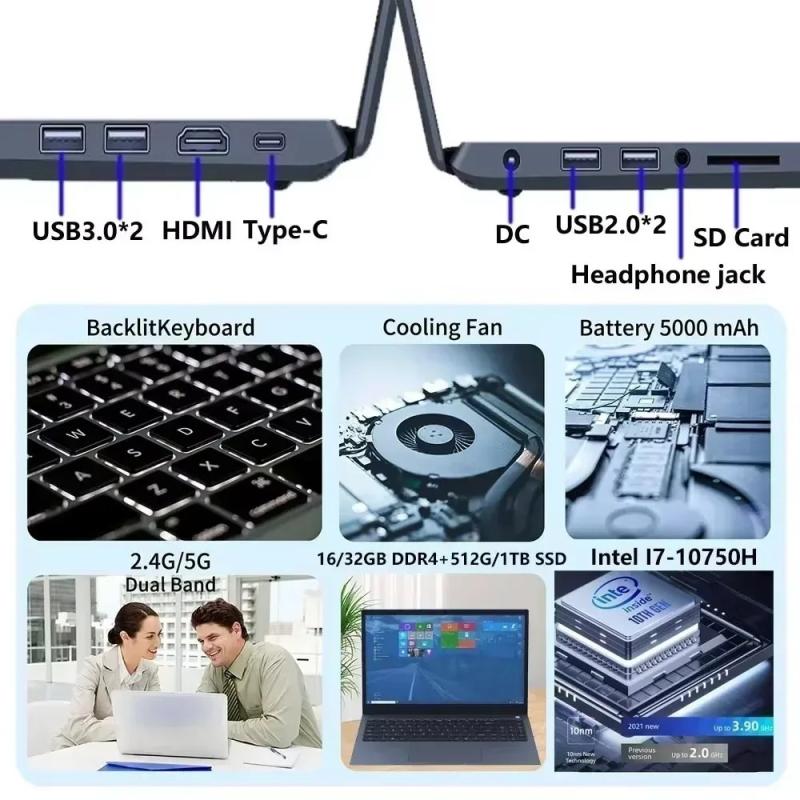 Cheap Gaming Laptops I7 Win11 Computer PC Note Book 10th Gen 15.6 inch