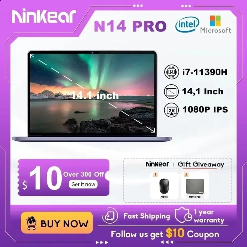 Ninkear Laptops N14 Pro 14-inch IPS Full HD Intel Core i7- 11390H 16GB
