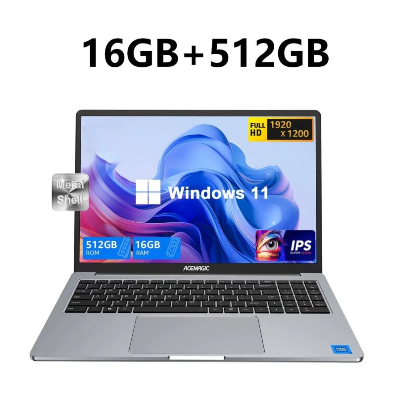 ACEMAGIC 16" Ultra Slim Laptop 16GB RAM 512GB SSD Intel N95 Notebook G