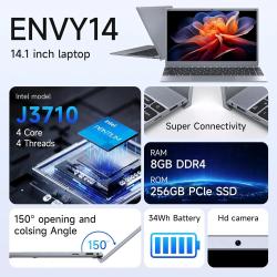 14 Inch Laptop J3710 8GB RAM 256GB SSD Windows 11 For Students And Bus