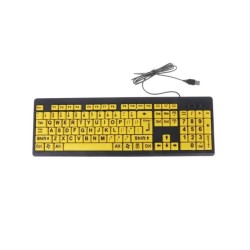 2025 New Big Black Letter Print Yellow Button USB Wired Keyboard For E