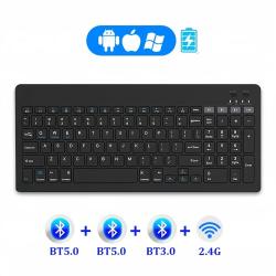 Tri-Bluetooth 5.0 Keyboard Mini 2.4G Wireless Keyboard Rechargeable Si