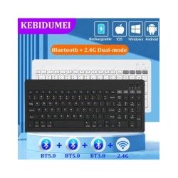 Tri-Bluetooth 5.0 Keyboard Mini 2.4G Wireless Keyboard Rechargeable Si