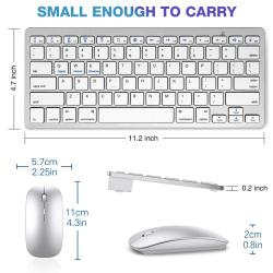 Bluetooth Keyboard Mouse Combo Ultra-Slim Mute Keycap Wireless Bluetoo