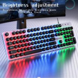 H300 Wired 104 Keys Membrane Keyboard Many Kinds of Colorful Lighting 