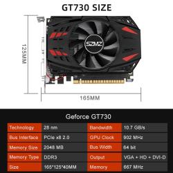 GT730 2GB Graphics Video Card 64bits HD Interface 902MHz DDR3 Display 
