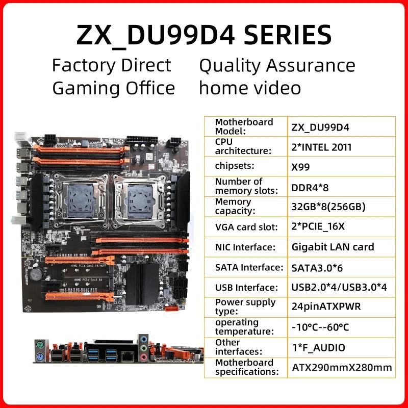 X99 Dual CPU Motherboard, ZX-DU99D4X8, V1.1 Slot, Intel X99 Chip, Supp