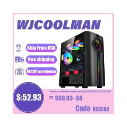 WJCOOLMAN Unlimited Player Black Gaming Computer Case with 4Fan Positi