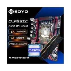 SOYO X99 DDR4 Red Game Motherboard Set with E5 2680 V4 LGA2011-3 2680v