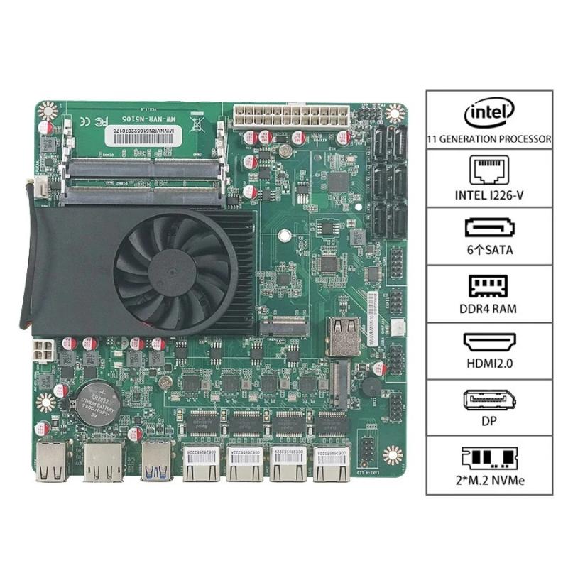N5105 Industrial Motherboard NAS Motherboards 4 Cores 4 Threads Low Po