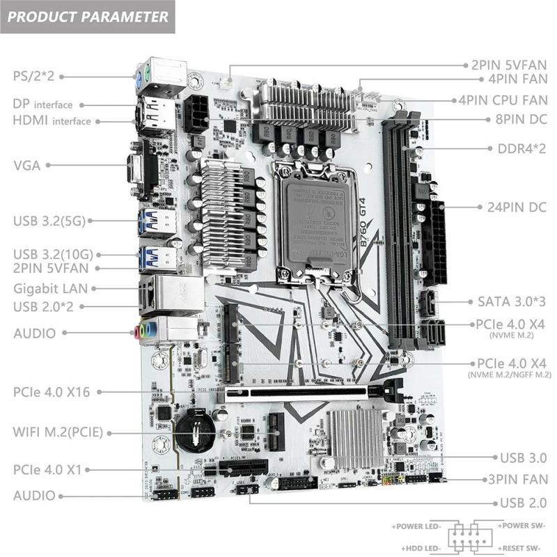 MACHINIST B760 GT4 DDR4 Motherboard LGA 1700 Support Intel Core I3/i5/
