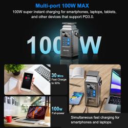 Portable Power Station,296Wh 80000mAh Outdoor Generator Quick Charge I