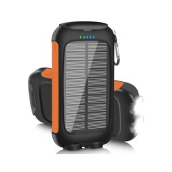 10000mAh Solar Power Bank Portable Waterproof Fast Charge Dual USB Out
