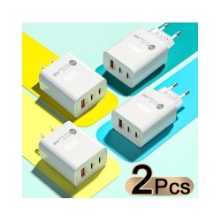 2PCS PD Fast Charger 3Ports US EU Plug 40W Wall Charger Adapter For iP