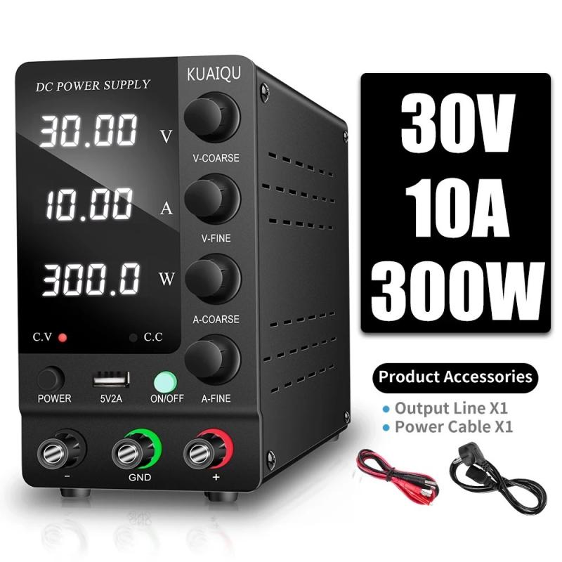 KUAIQU DC Power Supply Variable 30V 10A Adjustable Switching Regulated