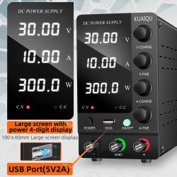 KUAIQU DC Power Supply Variable 30V 10A Adjustable Switching Regulated
