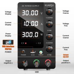 KUAIQU DC Power Supply Variable 30V 10A Adjustable Switching Regulated