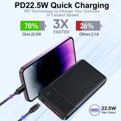 Portable Charger Power Bank 10000mAh, PD 22.5W Battery Pack, Slim Desi