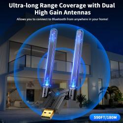 ZEXMTE Long Range USB Bluetooth Adapter for PC 5.4 USB Bluetooth Dongl