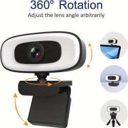 4k webcam with light, ultra hd webcam for streaming games, video calls