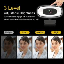 4k webcam with light, ultra hd webcam for streaming games, video calls
