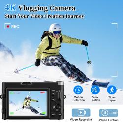 ZOSTUIC 4K Digital Camera for Photography Autofocus 48MP Vlogging Came