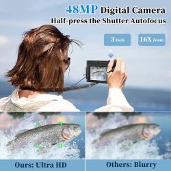 ZOSTUIC 4K Digital Camera for Photography Autofocus 48MP Vlogging Came
