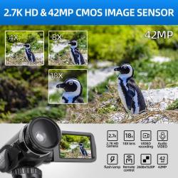 NBD 2.7K Video Camera 42MP Digital Camera Vlogging Camera for 3.0inch 