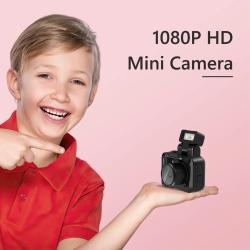 Mini Camera with Screen HD 1080p Digital Camera with Flash Lamp and Ba