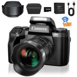4K Cameras for Photography 64MP WiFi Auto Focus YouTube Vlogging Video