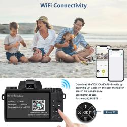 4K Cameras for Photography 64MP WiFi Auto Focus YouTube Vlogging Video