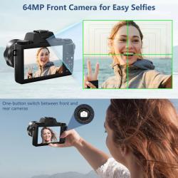 4K Cameras for Photography 64MP WiFi Auto Focus YouTube Vlogging Video