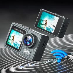 5K 4K 60FPS Action Camera Waterproof Dual Screen WiFi Sport Cam with R