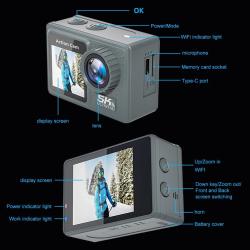 5K 4K 60FPS Action Camera Waterproof Dual Screen WiFi Sport Cam with R