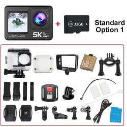 Action Camera 5K 4K60FPS EIS Wi-Fi Dual Screen 170D 2.0 Inch Touch Scr