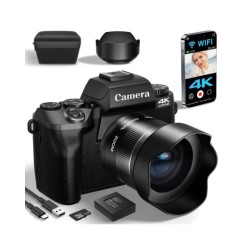 Digital Camera for Photography, 4K 64MP WiFi Vlogging Camera with Flas