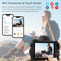 Digital Camera for Photography, 4K 64MP WiFi Vlogging Camera with Flas