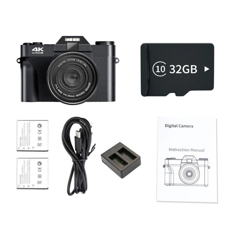 4K Digital Camera 48MP 16X Digital Zoom 3'' Flip Screen WiFi Web Camco