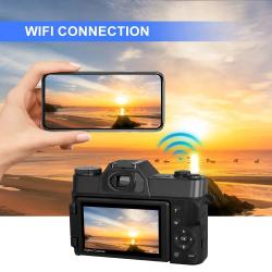 4K Digital Camera 48MP 16X Digital Zoom 3'' Flip Screen WiFi Web Camco