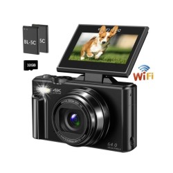 4K compact digital photography camera, 18x digital zoom, vintage vlog 