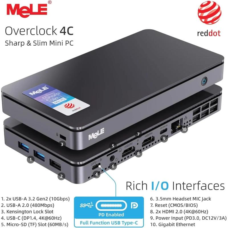 MeLE Reddot Winner Mini PC N100 i3-N300 16GB 32GB 512GB Mini Desktop C
