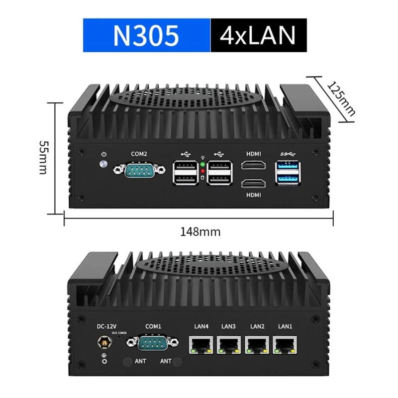 4x i226-V 2.5G Firewall Mini PC 12th Gen Intel i3 N305 N100 Soft Route