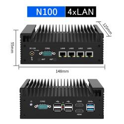 4x i226-V 2.5G Firewall Mini PC 12th Gen Intel i3 N305 N100 Soft Route