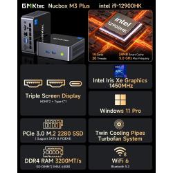 GMKtec M3 Plus Core i9-12900HK Mini PC Windows 11 Pro DDR4 3200MHz NVM