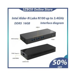 SZBOX ANBO5 S12 Plus N100 Portable Mini PC Windows 11 PRO DDR5 16GB NV