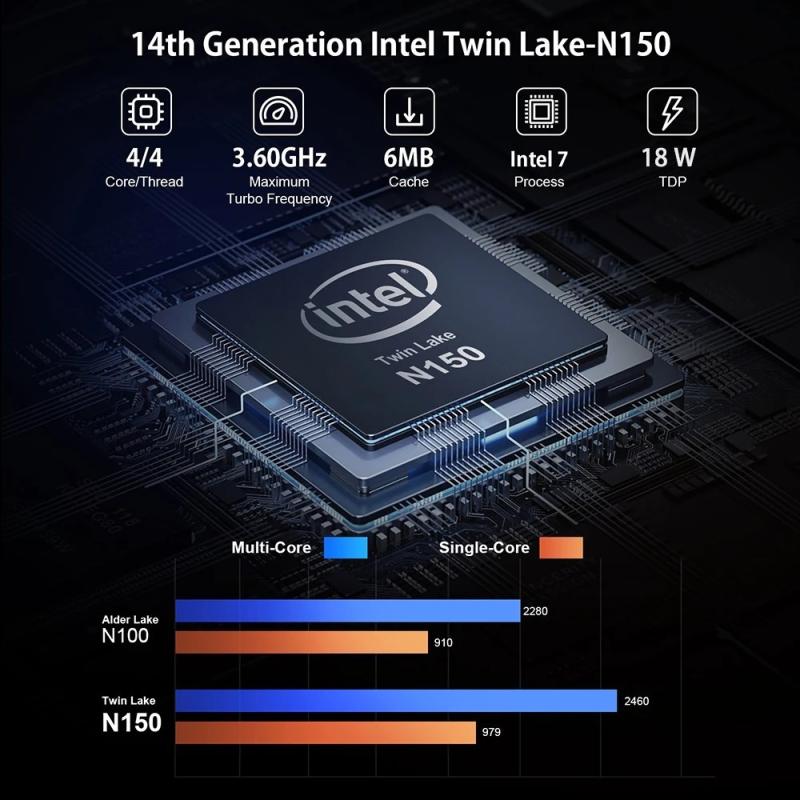 T10 Mini PC Intel Twin Lake N150 Windows 11 Ultra Small Pocket Compute