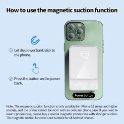 5000mAh portable magnetic wireless charging power bank 22.5W super fas