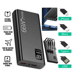 20000mAh Power Bank 66W Super Fast Charging For 20W Built-in 4 Cables 