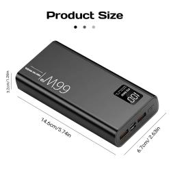 20000mAh Power Bank 66W Super Fast Charging For 20W Built-in 4 Cables 
