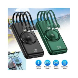 20000mAh Wireless Power Bank Fast Charging Built-in Quad Power Cable M